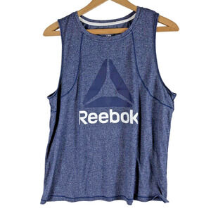Reebok Large Tank Top Womens Large Blue Graphic Workout Sleeveless Top Dri Fit